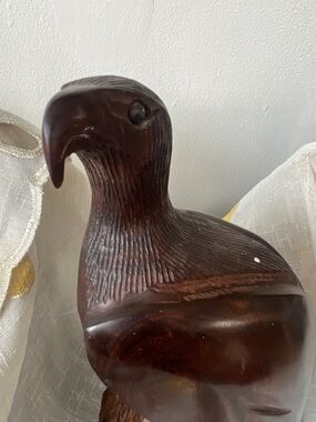 Vintage Brown Hand-Carved Wooden Bird Toy - Rustic Pet Accessory